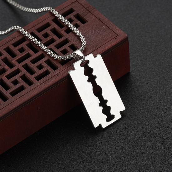 Стильные геометрические подарки на день рождения из нержавеющей стали для женщин и мужчин в форме лезвия свитер-цепочка ювелирные изделия для повседневной жизни кулон ожерелье