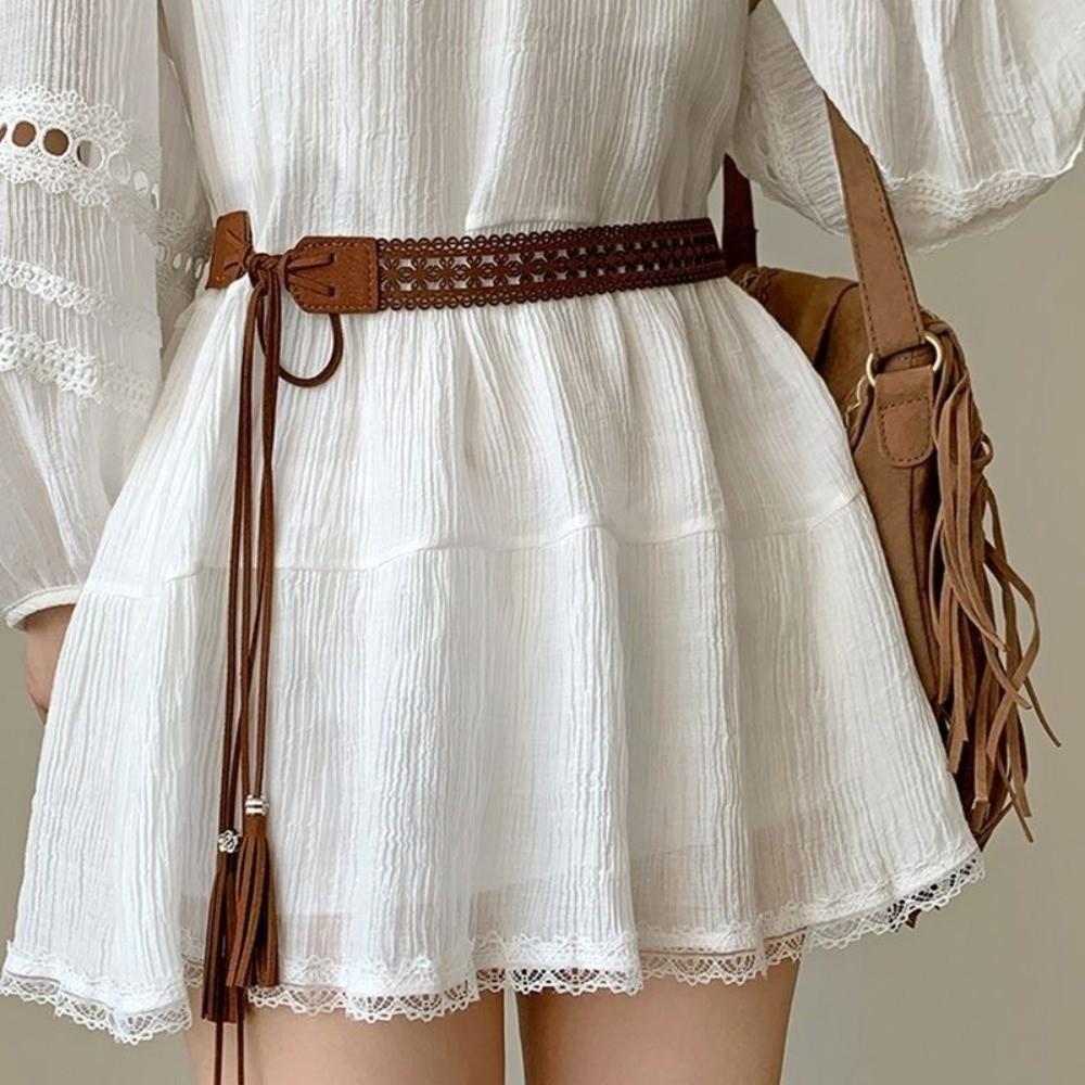 Bohemian Waist Belts Hemp Rope Knotted Dress Shirt Girdle Long Tassel Braided Belt For Women Lady