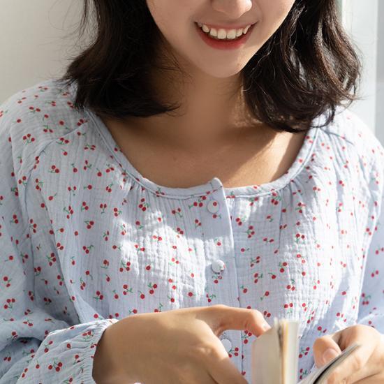 Пижама Yoru из чистого хлопка Skinny Five Little Cherry с круглым вырезом, 3 типа, выберите 1