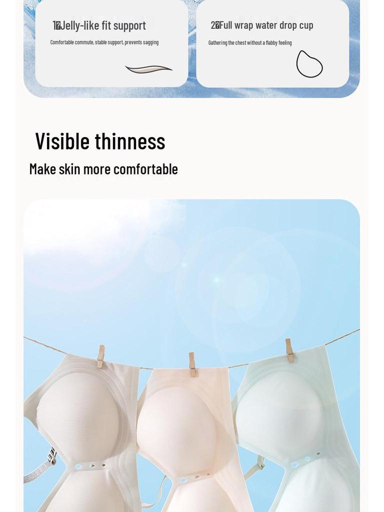 Удобный бесшовный бюстгальтер из ледяного шелка: Боковая поддержка, Предотвращение провисания, Красивая спина, Дышащая посадка для маленькой груди