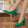 Fashion Women's Fashion Thick Heel Shoes Autumn New Pointy Toe Shallow Mouth Slip-on Temperament High Heel Low Top Shoes