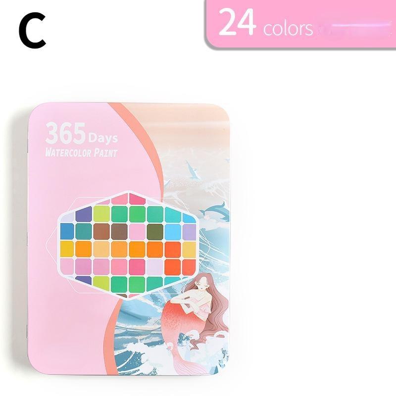 Набор однотонных акварельных красок, 24/36/48/60 цветов, портативная металлическая коробка, акварельный пигмент для начинающих, принадлежности для акварельной бумаги