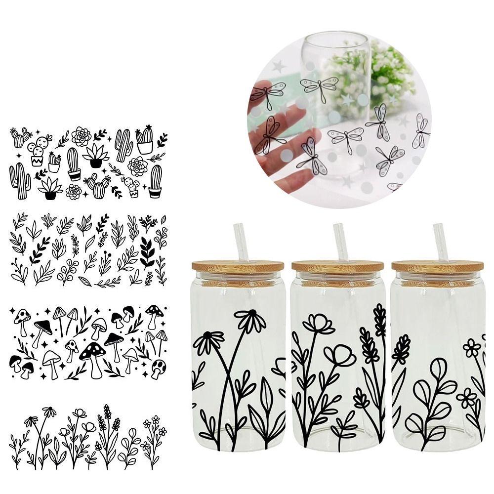 Водонепроницаемые наклейки Переводные картинки DIY Декор для бутылок с водой Прозрачные переводные наклейки Питьевая вода Чашка