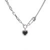 Black Heart Pendant Necklace Personalized Versatile Alloy Pin Splicing Chain Necklace Clavicle Chain Jewelry