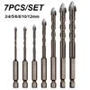 3 -12mm Cross Tile Drill Bits Set Four-Edged Carbide Drilling Bits Durable Hole Opener Plastic