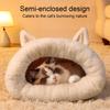 Winter Cat Sleeping Bag Cozy Semi-Enclosed Pet Sack for Indoor Cats 360-degree Wrap Self-warm Plush Cat Bed for Small Pets