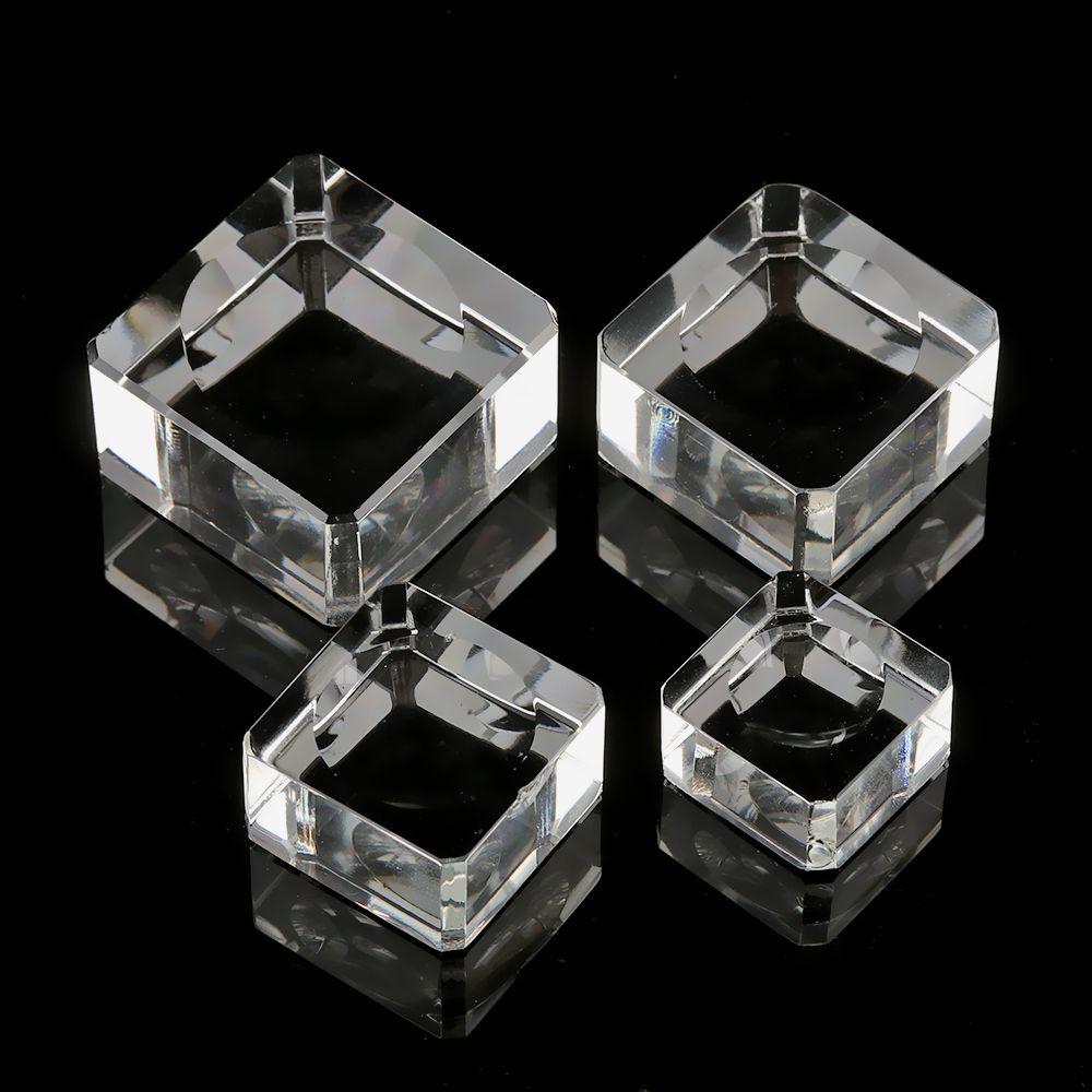 Ornament Home Decoration Square Glass Holder Wood Pedestal Crystal Sphere Base Transparent Support
