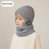 Children's Hat Winter Fleece Scarf Set Knitted Wool Hat Boys Warm Ear Protector Pullover Hat