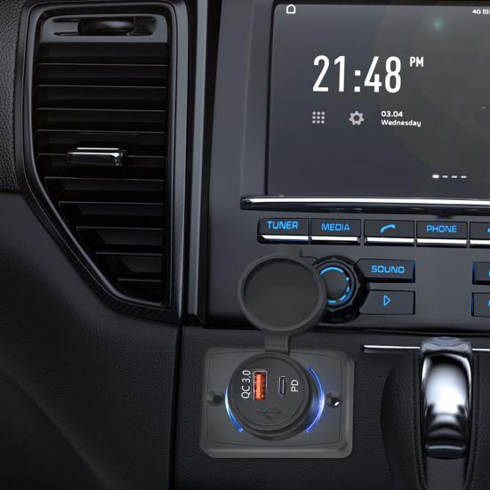 Автомобильное зарядное устройство 48 Вт с двумя портами PD Настенное USB-зарядное устройство