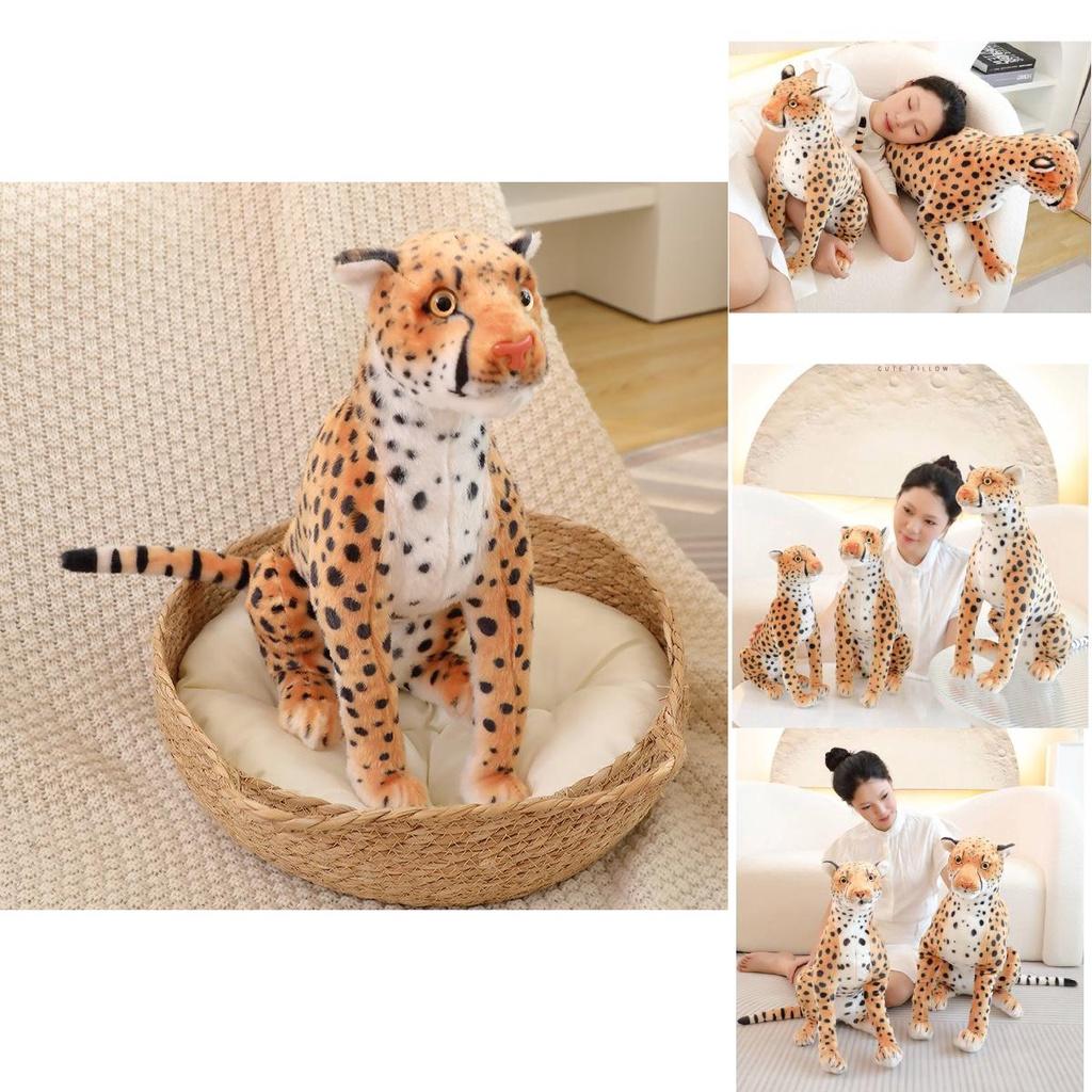 Реалистичная плюшевая игрушка Леопард Мягкая набивная кукла Гепард для детей и коллекционеров