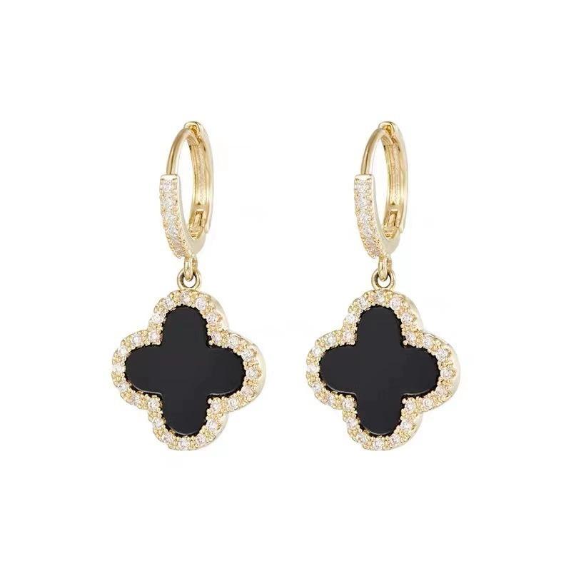 Новые серьги в корейском стиле, серьги-гвоздики Lucky Four-Leaf Clover, клипсы для ушей INS High-End Feel Ear