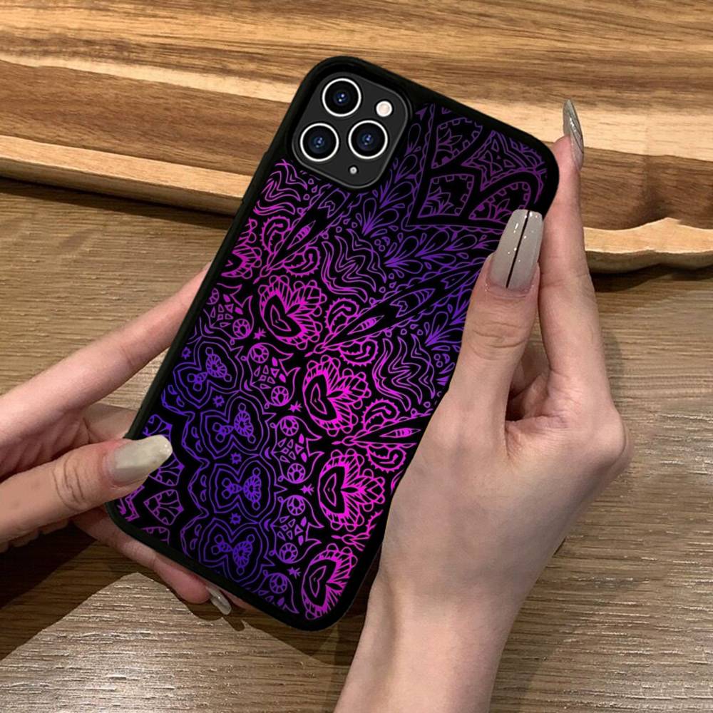 Роскошный чехол для телефона с рисунком мандалы Искусство Силикон PC+TPU Для Для IPhone 11 12 13 14 15 16 Plus Pro Max Чехол