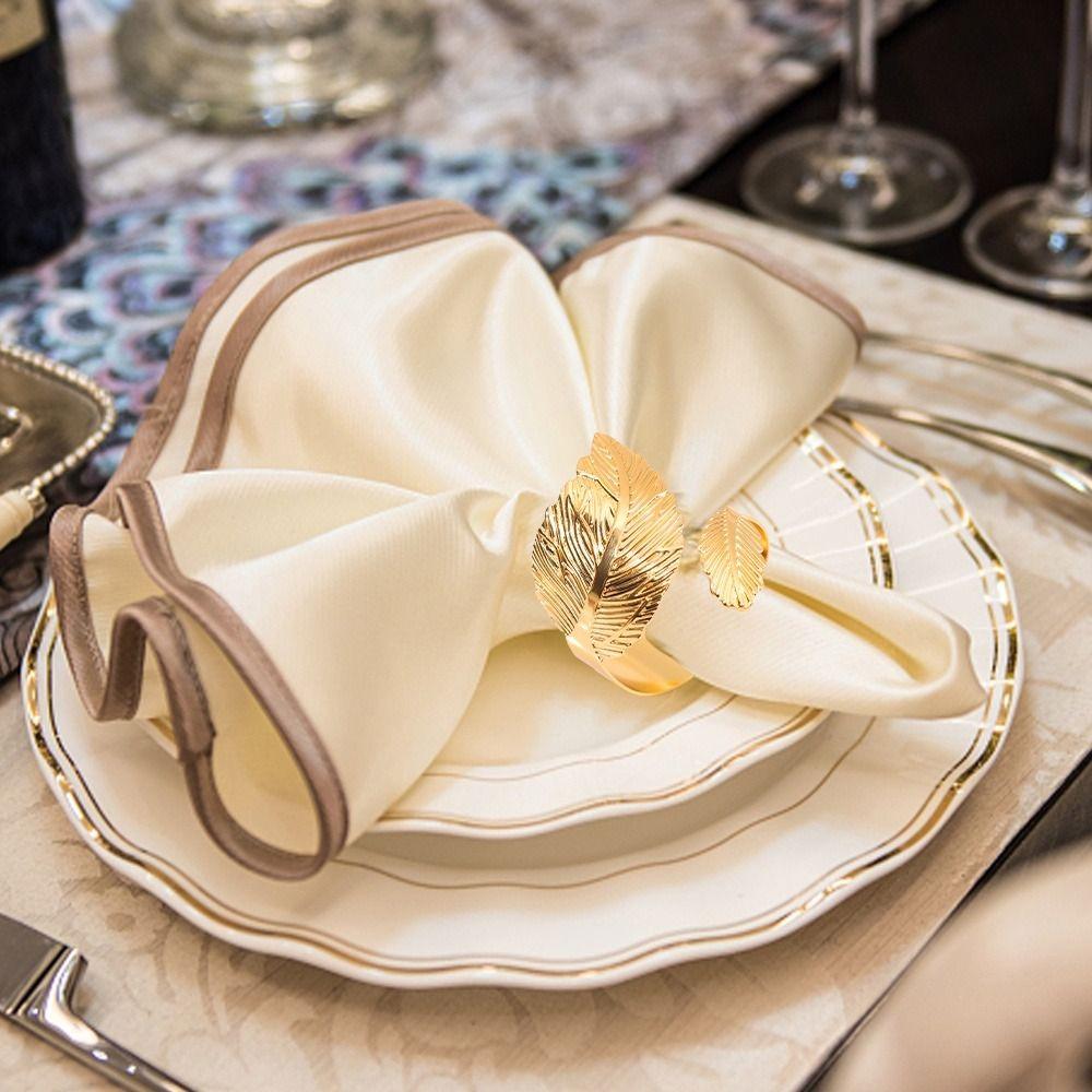 6PCS Gold/Silver Napkin Ring Metal Towel Ring High-end Decorative Napkin Clasp Restaurant