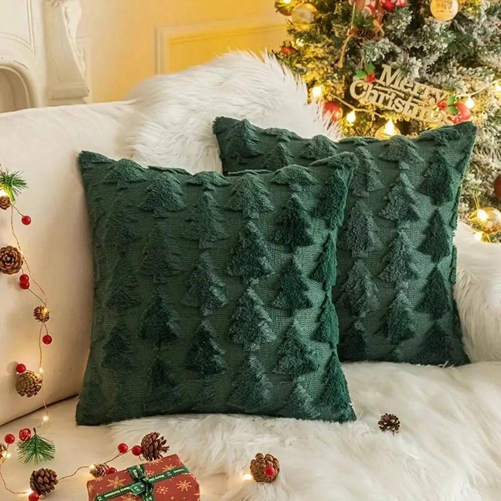 Soft Christmas Plush Pillowcase 3D Pattern Cushion Cover Comfortable Pillow Case Sofa/Bed