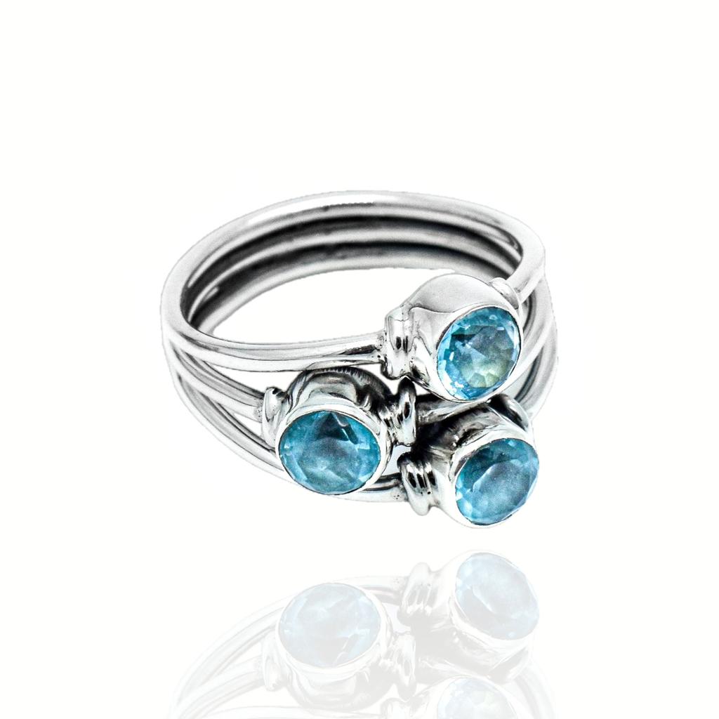 Natural Blue Topaz Ring, 925 Sterling Silver Ring, Gold Plated Statement Ring, Bohemian Women Ring, Engagement Wedding Ring, Gift For Her