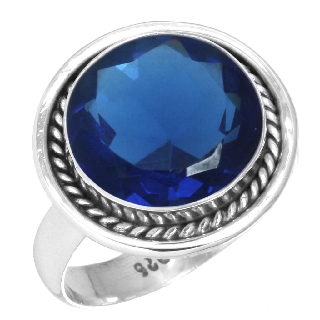 925 Sterling Silver Ring Women Gemstone Handmade Jewelry Anniversary Gift Amethyst Sapphire Blue Topaz Citrine Emerald Iolite Peridot Ruby Boho