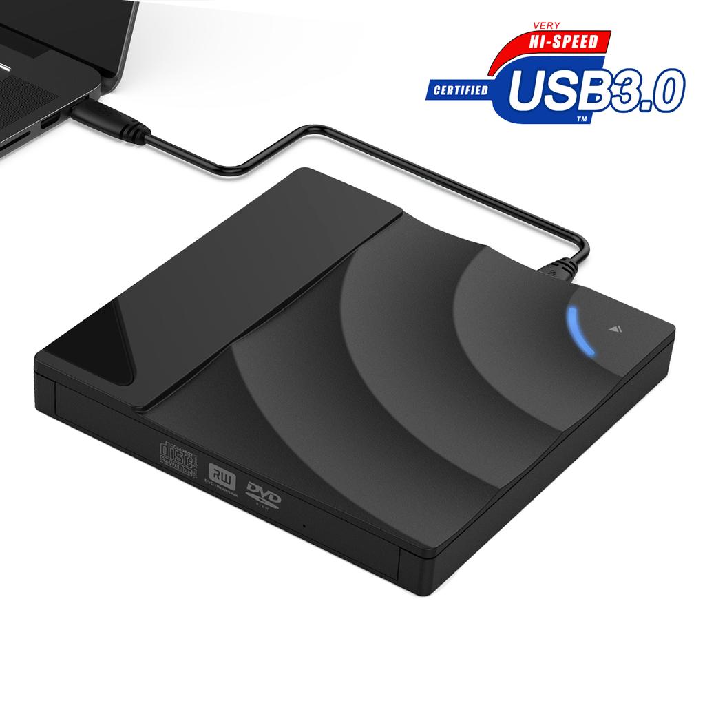 External CD/DVD Drive, USB 3.0 Type-C DVD +/-RW Drive for Laptop, CD DVD Burner, Slim Portable CD DVD Player for Laptop Desktop PC Windows 10/8/7