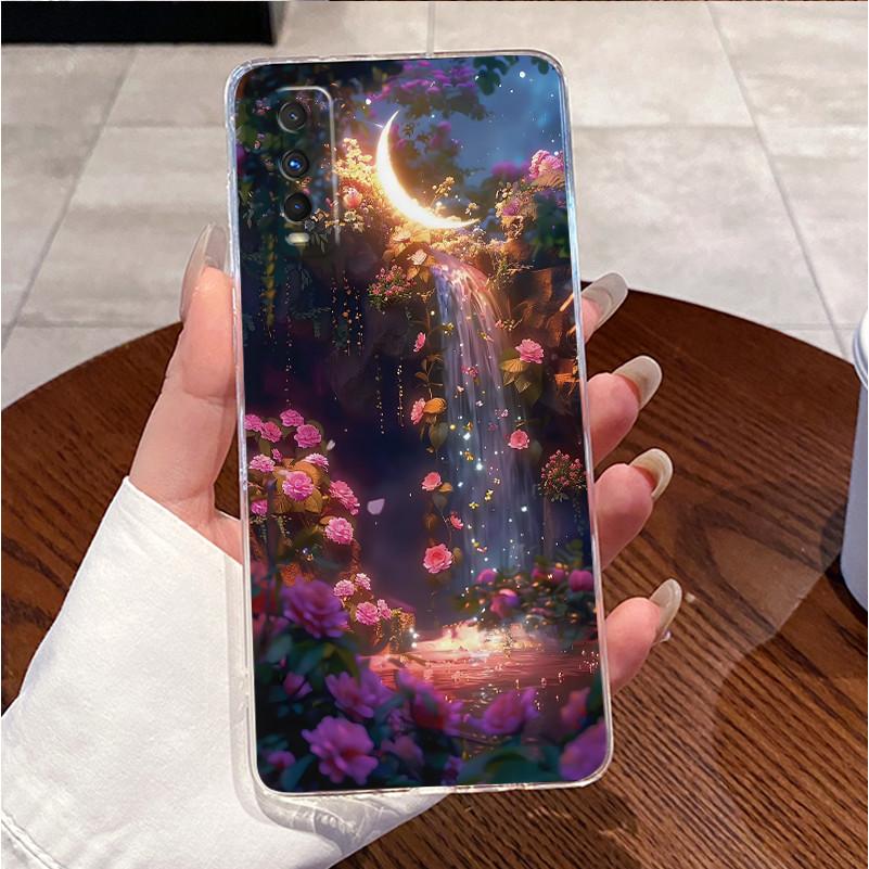 Fashion Black Gold Marble Pattern Phone Case For Vivo Y70s/iQOO U1 Transparent TPU Soft Cover Shockproof Couple Protective Shell
