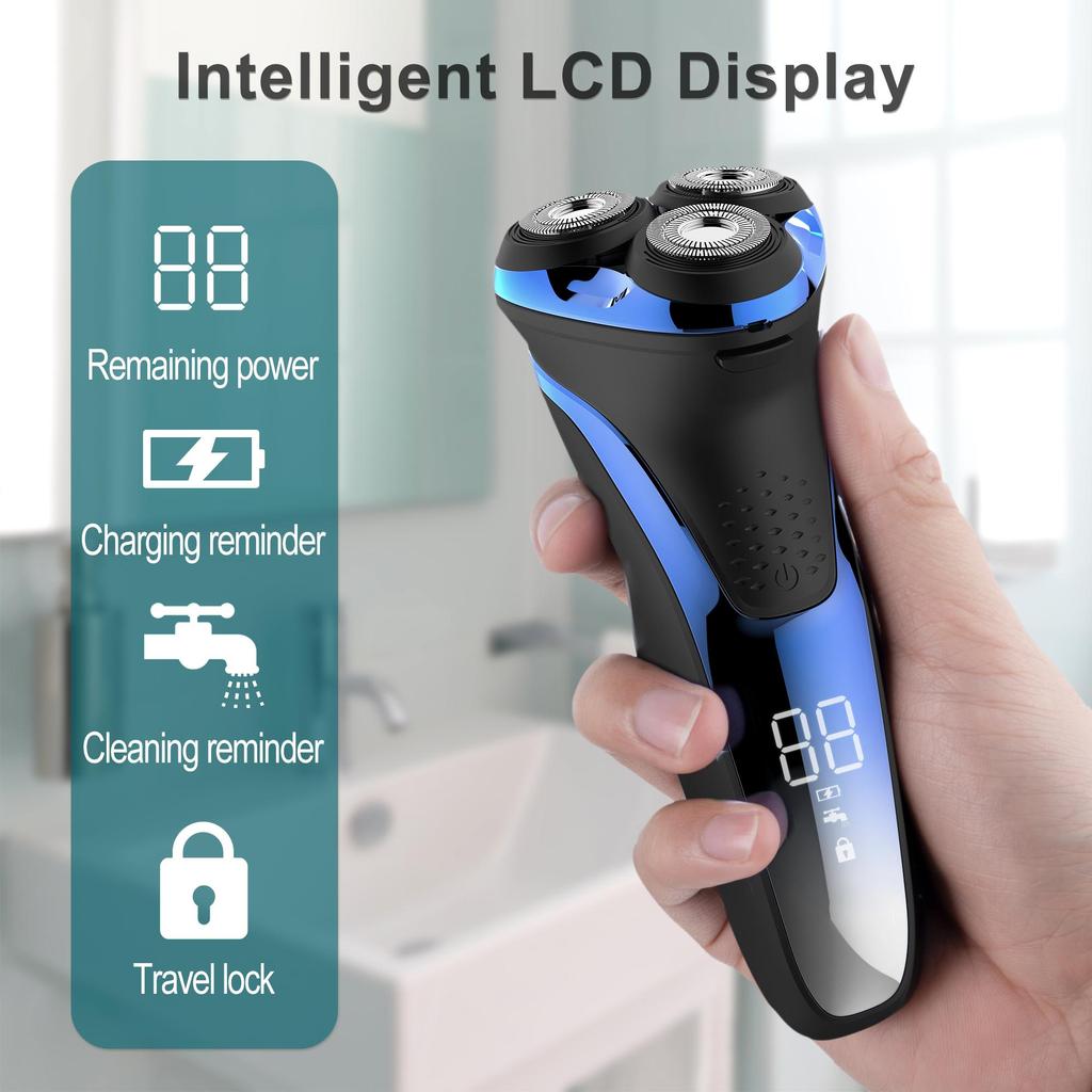 3D Rechargeable Shaver Wet & Dry Rotary Shavers for Men 7569
