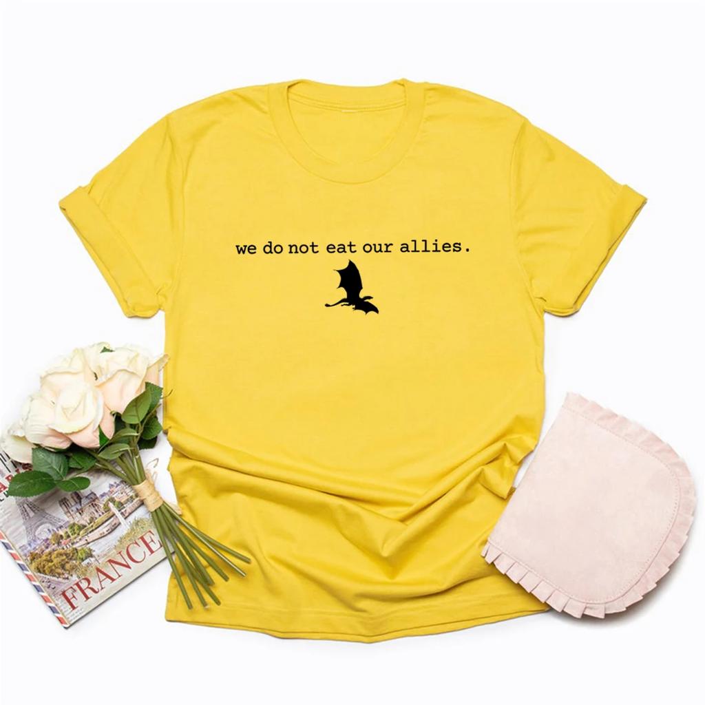 We Do Not Eat Our Allies Tee Fourth Wing Shirt Dragon Women Tshirts Short Sleeve Graphic T Shirts Basgiath War College Tee