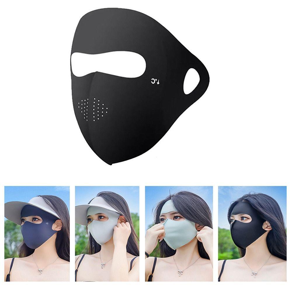 Full-Face Ice Silk Face Cover Reusable Ice Silk Sunscreen Mask Fashion UV Face Mask  Hiking