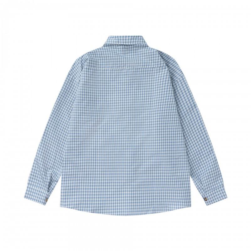Japanese Retro Plaid Shirt Long Sleeve Loose Fit Casual Blouse Men Women