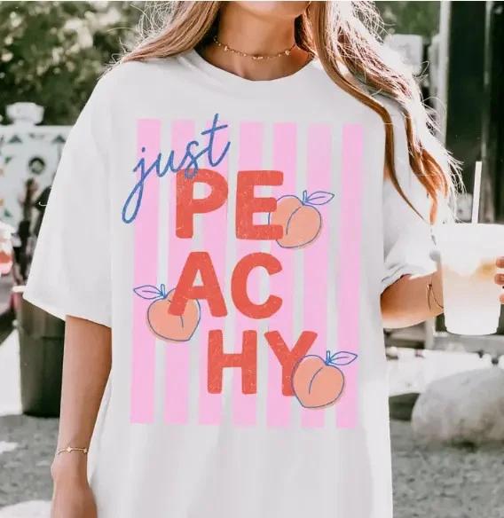 Just Peachy Shirt Retro Fruit Summer Graphic Tee