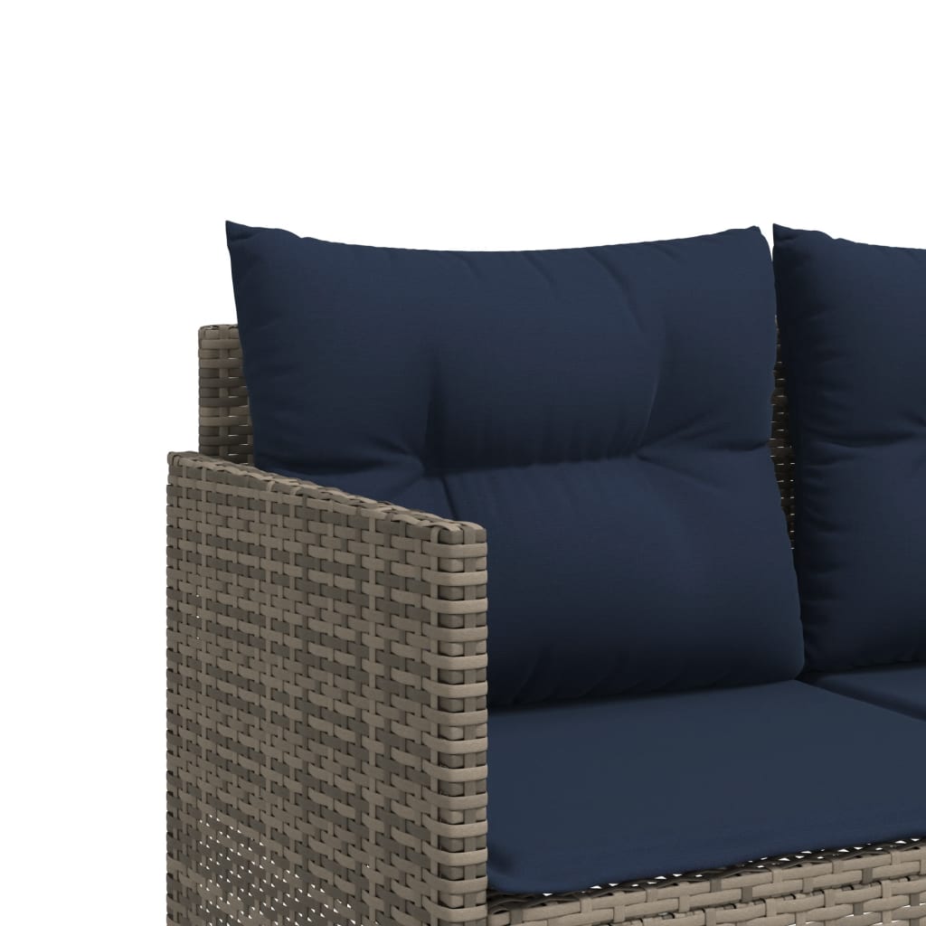 Sun Lounger with Cushions Grey Poly Rattan