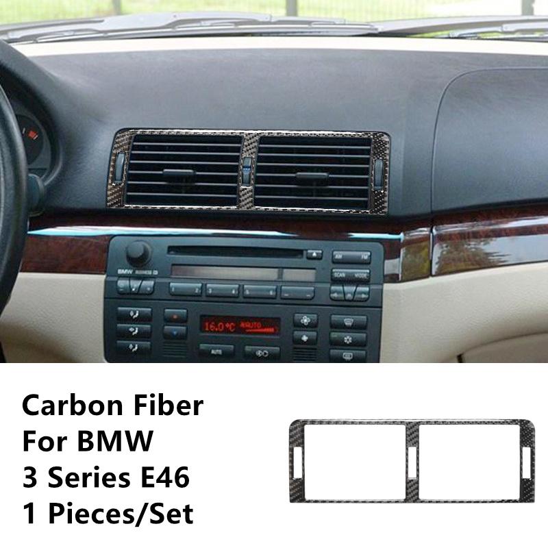 Carbon Fiber Stickers Air Outlet Air Conditioner Vents Modification Cover Trim Strips For BMW 3 Series E46 Car Inner