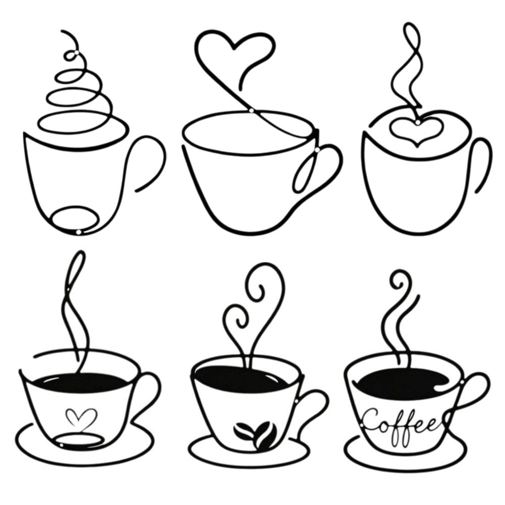 3pcs Minimalist Coffee Cup Wall Hangings Creative Wall Art Iron Paintings Wall Decor Coffee Shop