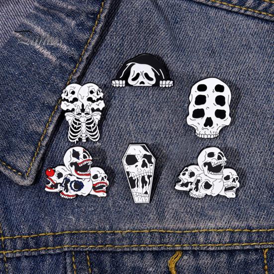 Брошь с черепом в стиле хип-хоп, панк, страшный, забавный, индивидуальный подарок, крутая женская и мужская одежда, сумка, булавка с лацканами, модные украшения