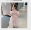 "Stylish Short-Sleeved Elsa Princess Dress for Girls: Trendy Summer Puffy Skirt"