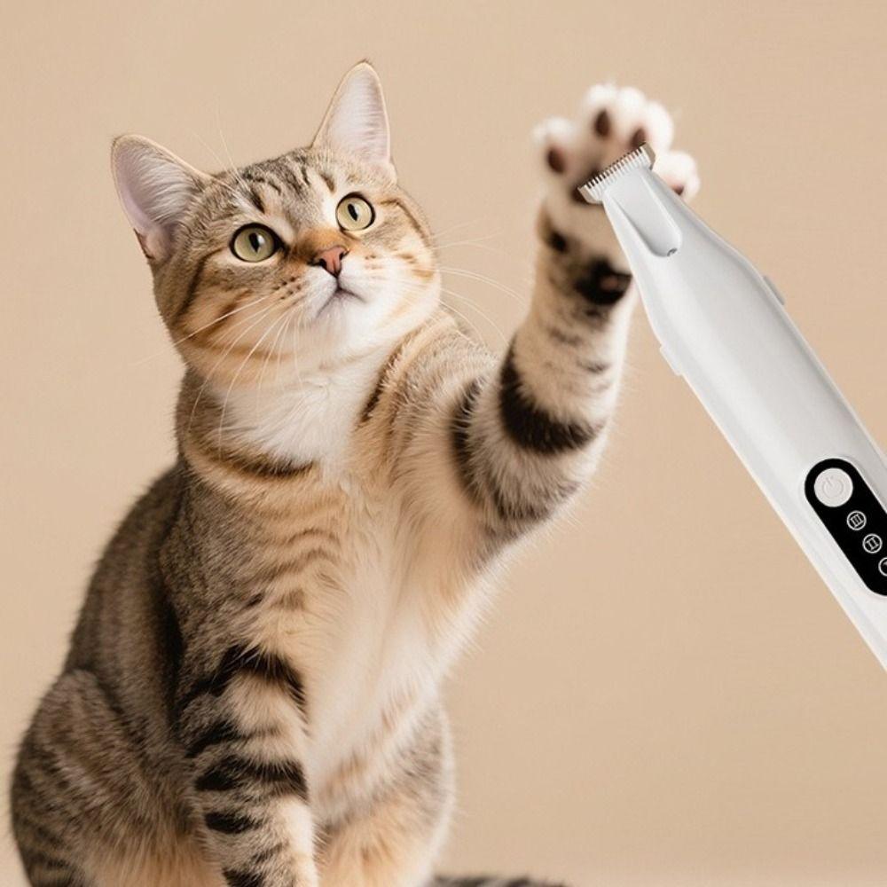 Электрическая машинка для стрижки шерсти животных USB-зарядка Тихая работа Машинка для груминга животных Профессиональная со светодиодом Электрическая бритва для кошек