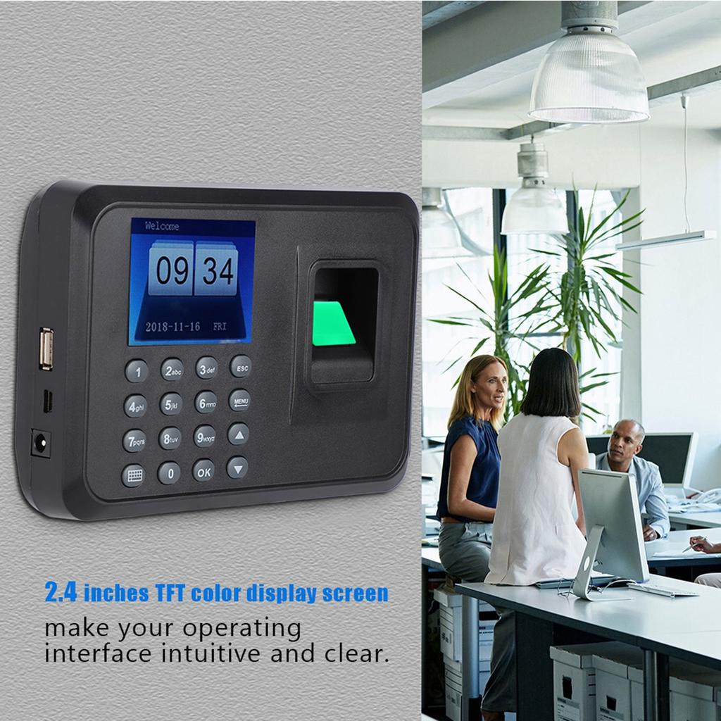 2.4inches TFT LCD Screen Fingerprint Time Clock Attendance Machine Recorder Plug