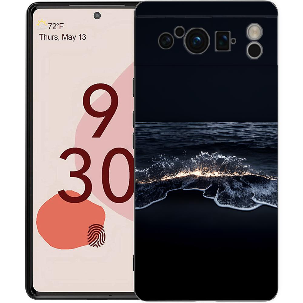 Флуоресцентный цветной волнистый чехол для телефона Google Pixel 10A 10 9 8 7 6 Pro XL 9A 8A 6A 7A 5G Мягкий ударопрочный ТПУ Черный чехол