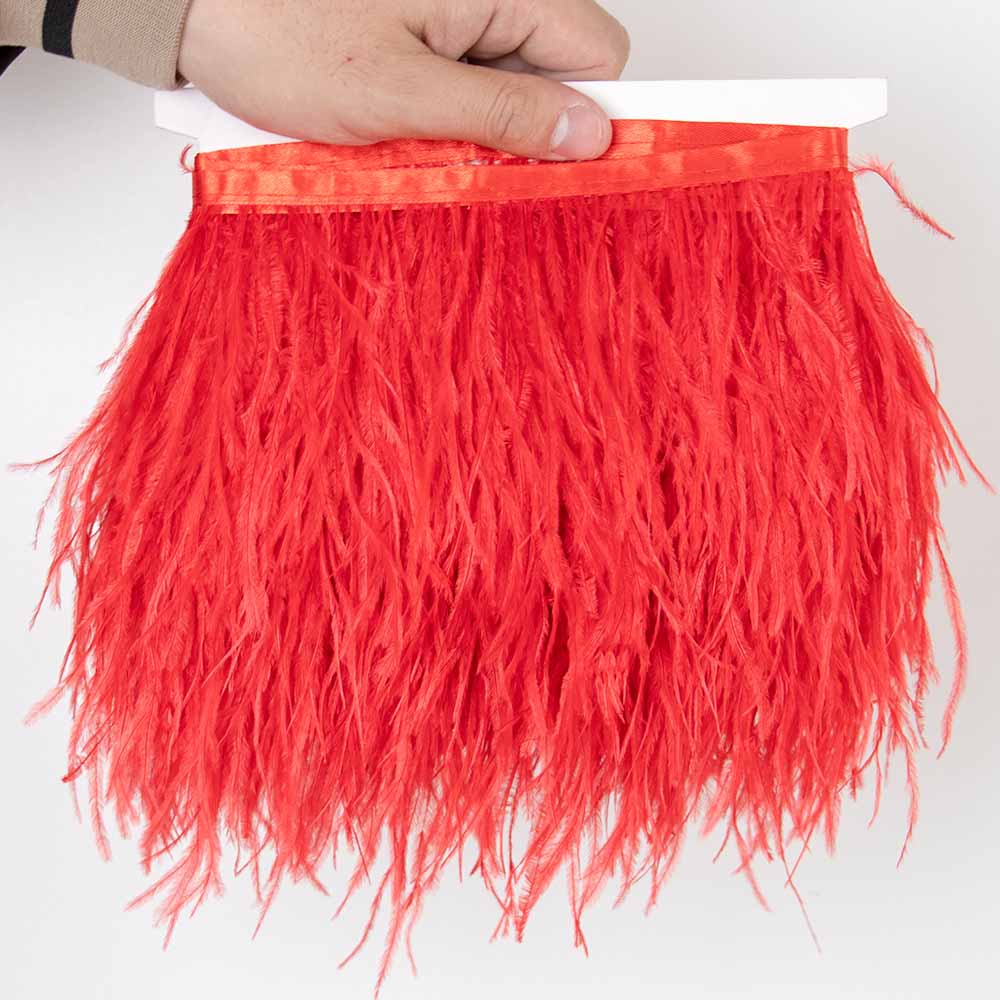 Перо 1 метр Красная отделка из страусиных перьев на тесьме Ленточная бахрома 8-10 см Ткань Юбка Швейные принадлежности Украшение для платья и одежды