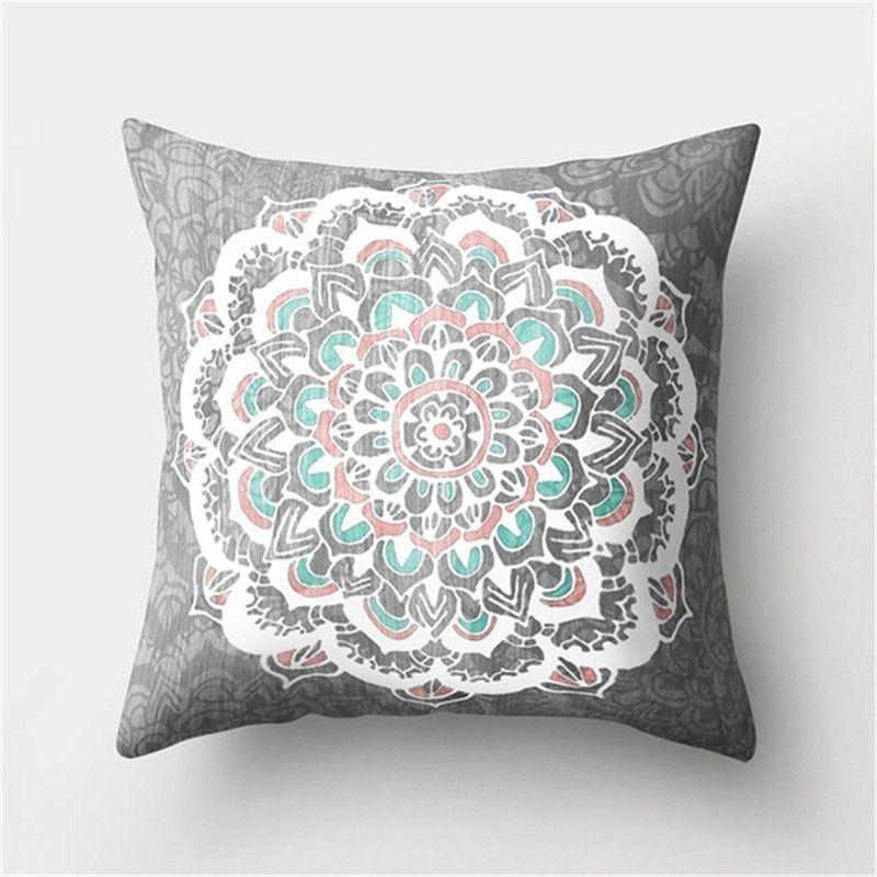 Elegant Boho Mandala Flower Square Cushion Cover For Stylish Home And Car Decoration