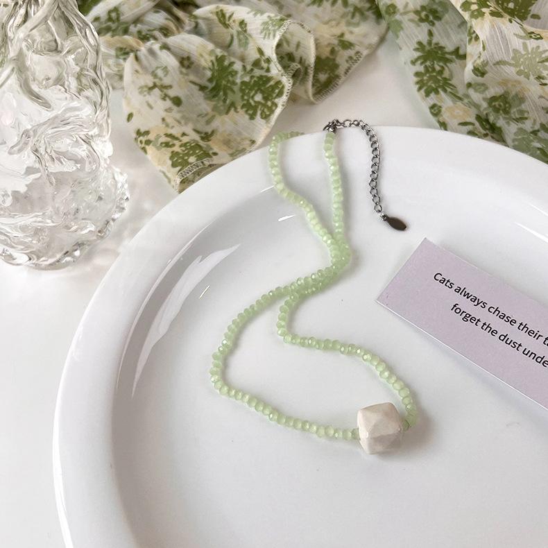 Свежий зеленый галстук, коллекция ожерелья ручной работы из бисера, цепочка на ключицу, дизайн, ниша, колье, ожерелье