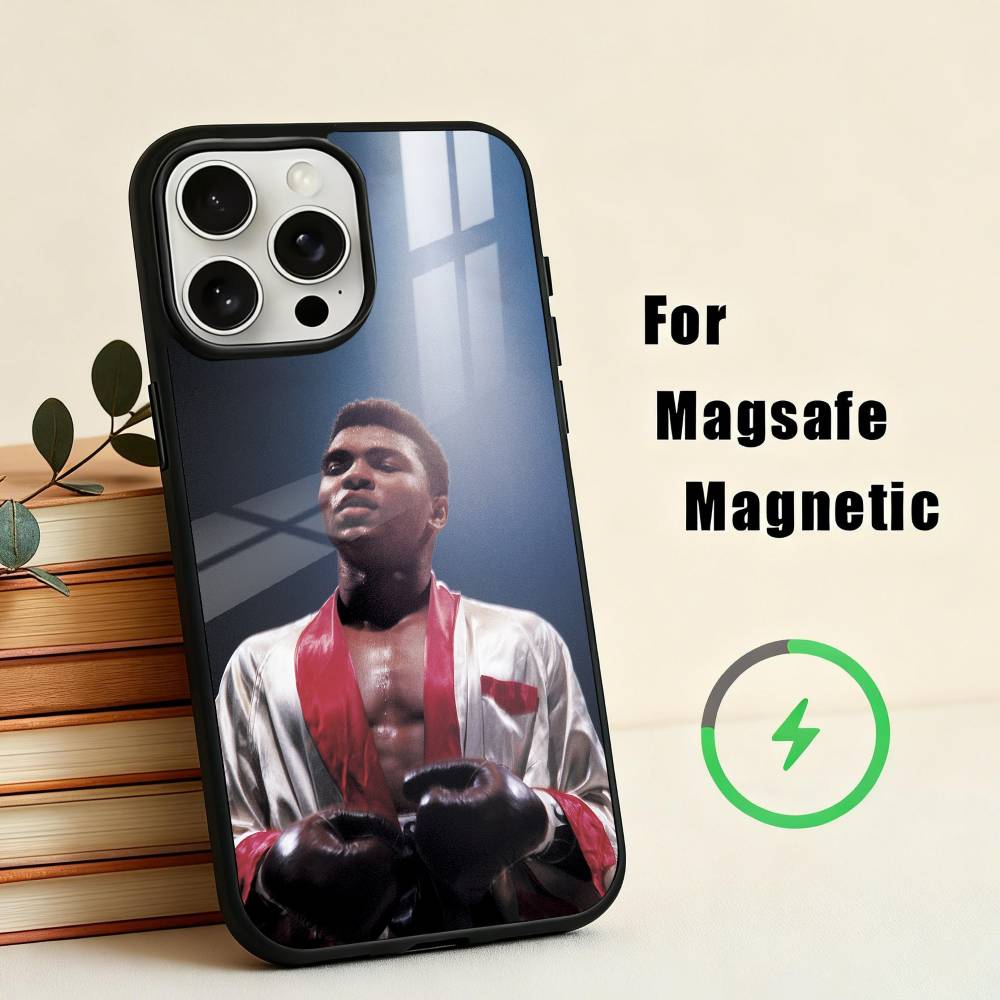 Boxing M-Muhammad A-Ali Phone Case For iPhone17,16,15,14,13,12,11 Plus,For Magnetic Wireless Charge Cover