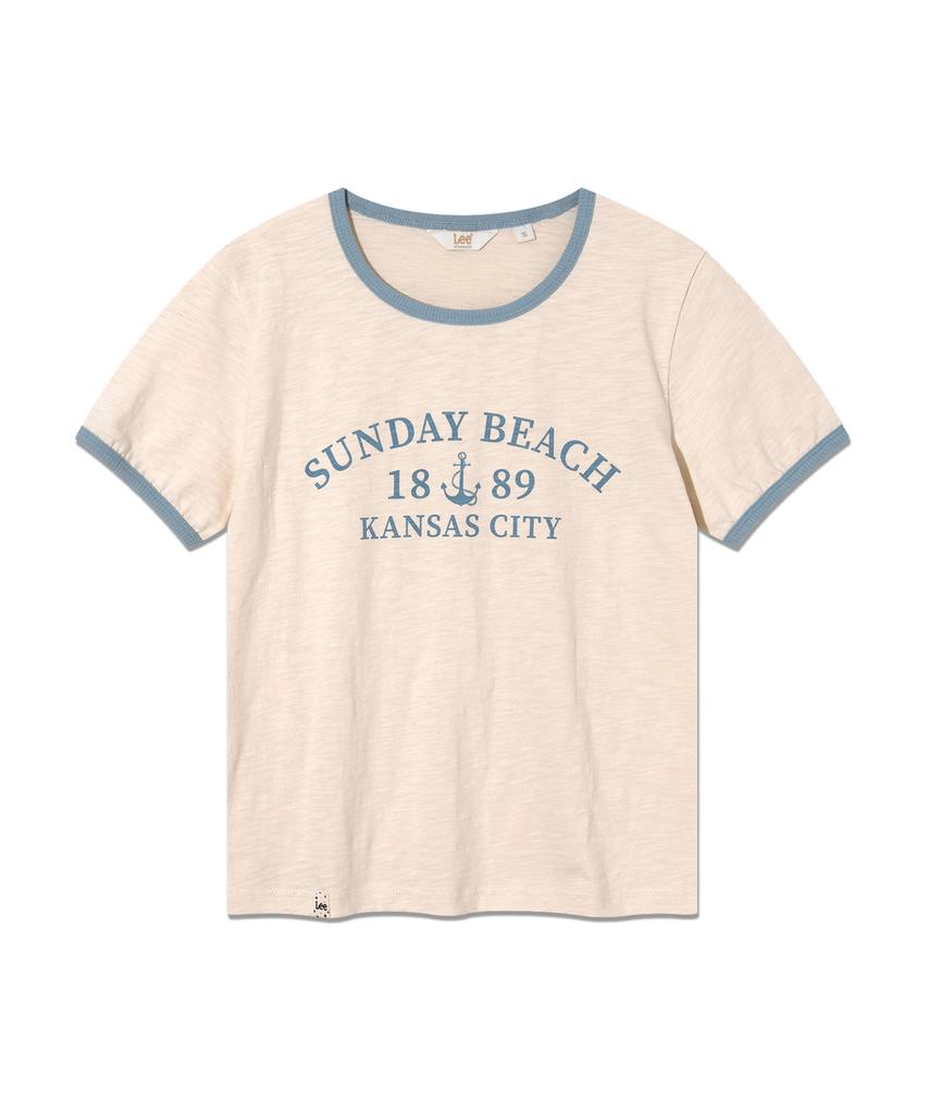 LEE Women Typo Ringer T-Shirt Cream
