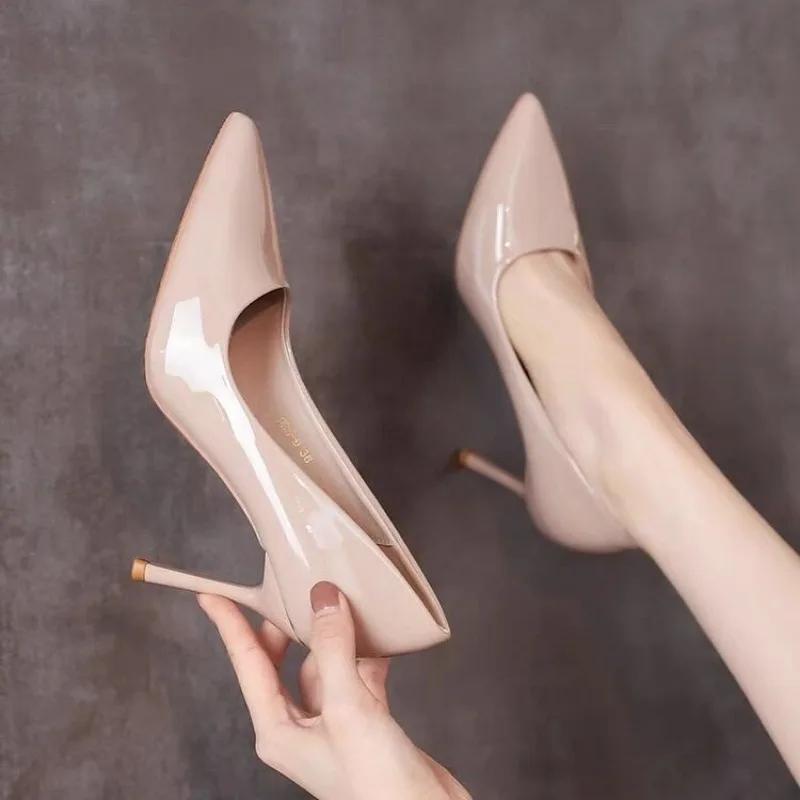 Fashion 2024 Fashion Women's Shoes Slip On Women's Pumps Autumn Pointed Toe Solid Sexy Dress Stilettos or Thin Heels Plus Size Shoes