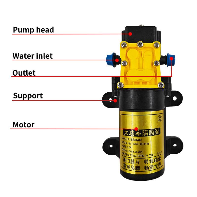 12V Agricultural Electric Spray Water Pump Small High-pressure Spraying Pump Self-priming Diaphragm Pump Pesticide Water Pump