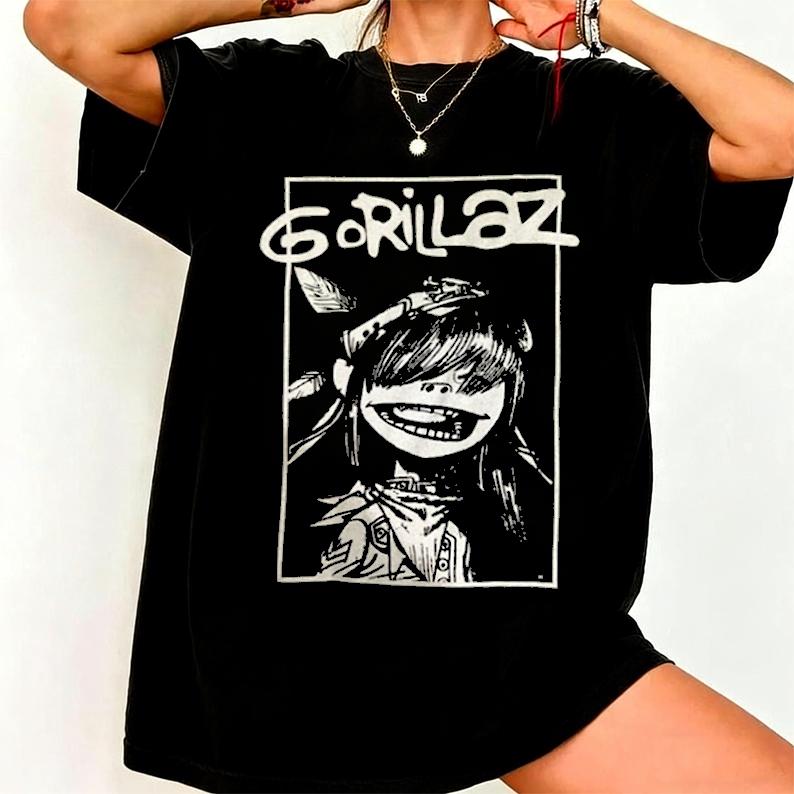 Гориллаз Мёрдок 2-D Нудл Рассел Члены Группы Gorillaz Принт Футболка с коротким рукавом Хлопок Винтаж Y2K Харадзюку Уличная Одежда Топы