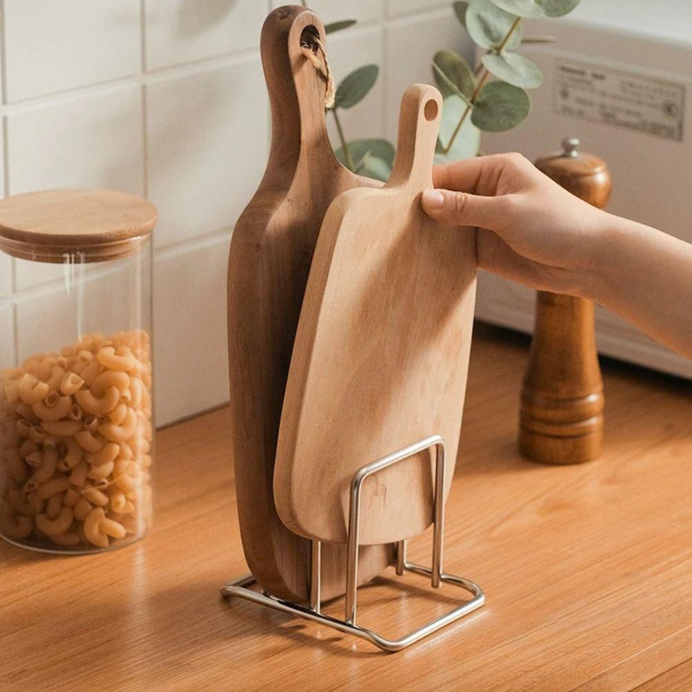 2 Sectional Cutting Board Holder Stainless Steel Chopping Board Organizer Kitchen Storage Rack