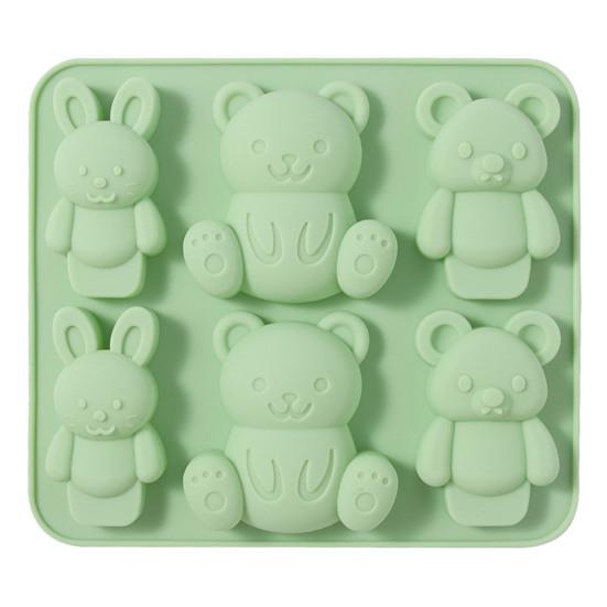 Форма для шоколада ручной работы, многоразовая полезная форма для выпечки желе с мультяшным медведем и кроликом