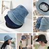 Denim Fabric Beach Cap Unisex Fisherman Hat Sunbonnet Suede Panama Hat Cotton Bucket Hats