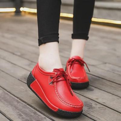 Женские модные туфли на платформе, танкетке, со шнуровкой - повседневные кроссовки с толстой подошвой для весны и осени