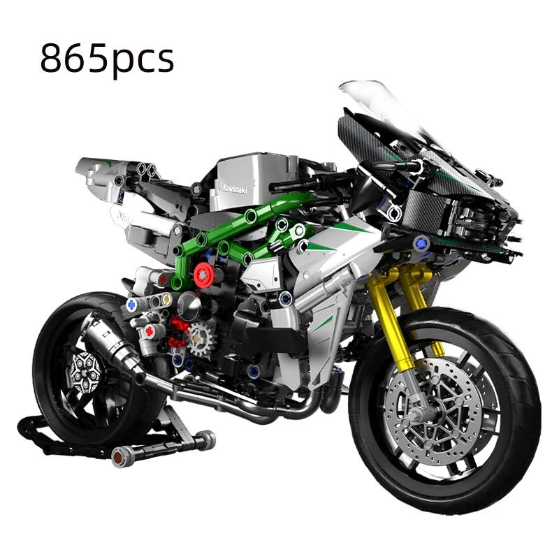 MOC City Technical Super Motorcycle Racing Motorbike Model Building Block DIY Locomotive Brick Toys for Children Boys Gifts