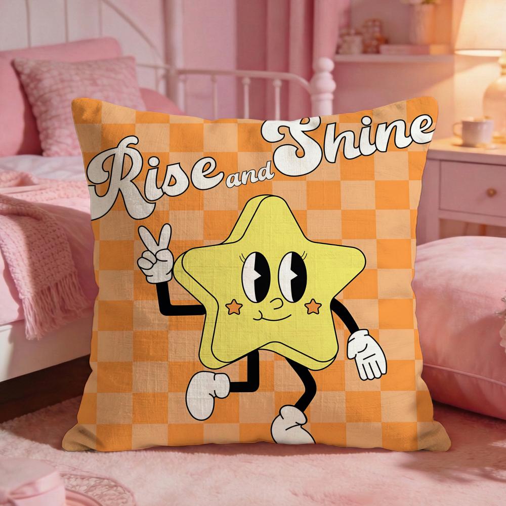 ArtCartoon Big EyesS Cushion Cover Premium Comfort Reversible Pillow Cove Two in One Design for Any Room  Car Interior