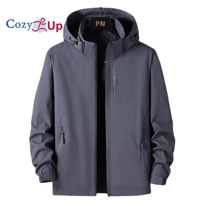 Cozy Up Мужская легкая куртка от дождя, непромокаемый плащ, ветровка с капюшоном, активная уличная куртка-ракушка для пеших прогулок и работы